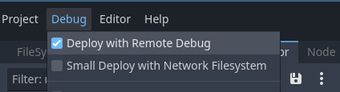 Screenshot of a ticked checkbox in the Godot interface enabling Deploy with Remote Debug